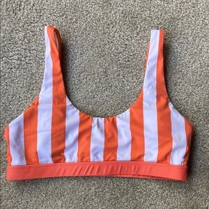 Orange and White Striped Bikini Top Medium